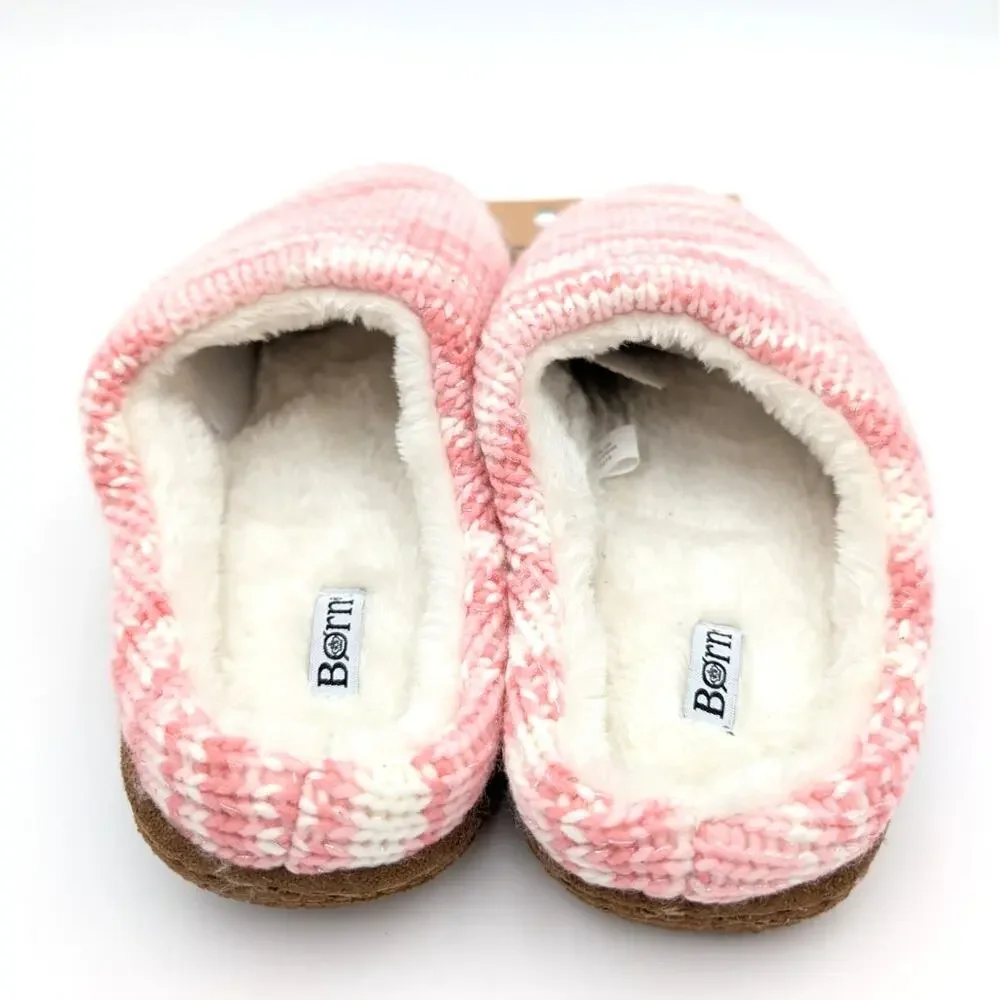 Born Faux Fur Knit Slipper Shoes Open Back Women's Pink/White Size US9-10 EU41 - Picture 5 of 9